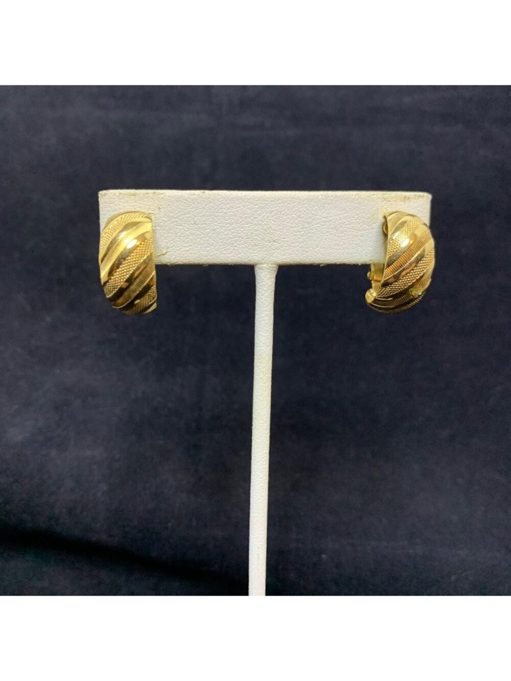 Napier Gold Tone Textured Hoop Screw Back Earrings (2286)